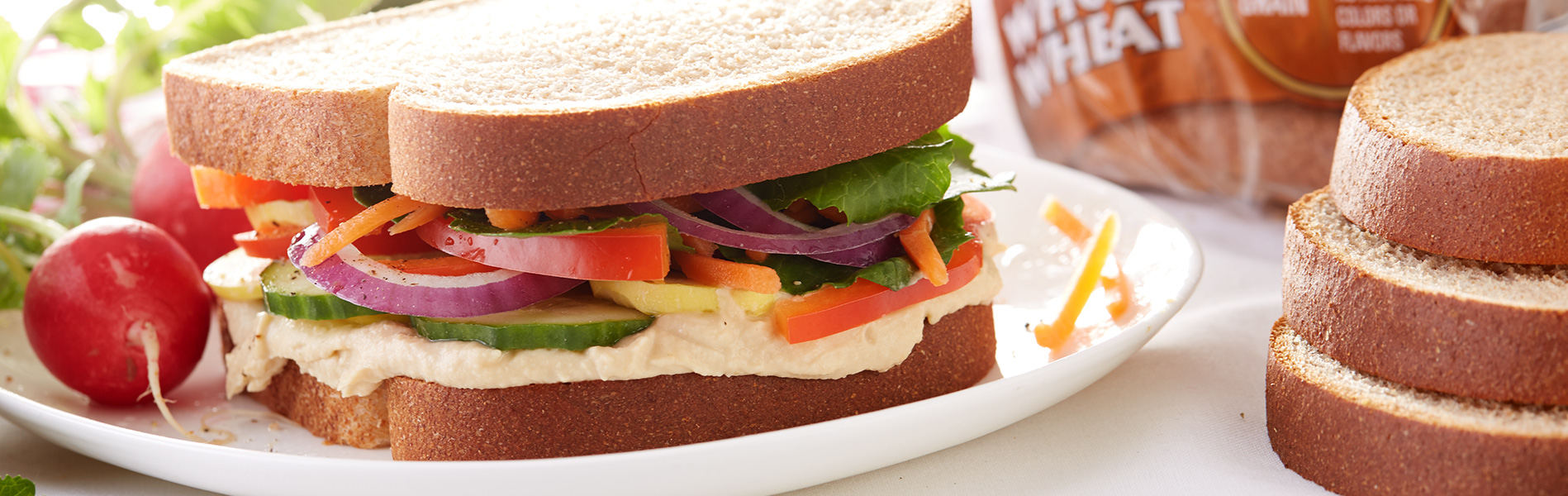 Hummus & Veggie Sandwich Recipe | Sara Lee® Bread