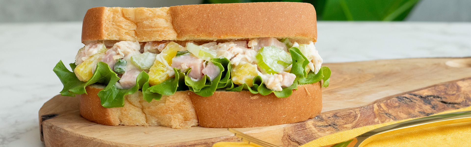 Ham &amp; Chicken Salad Sandwich on Artesano Hawaiian Bakery Bread